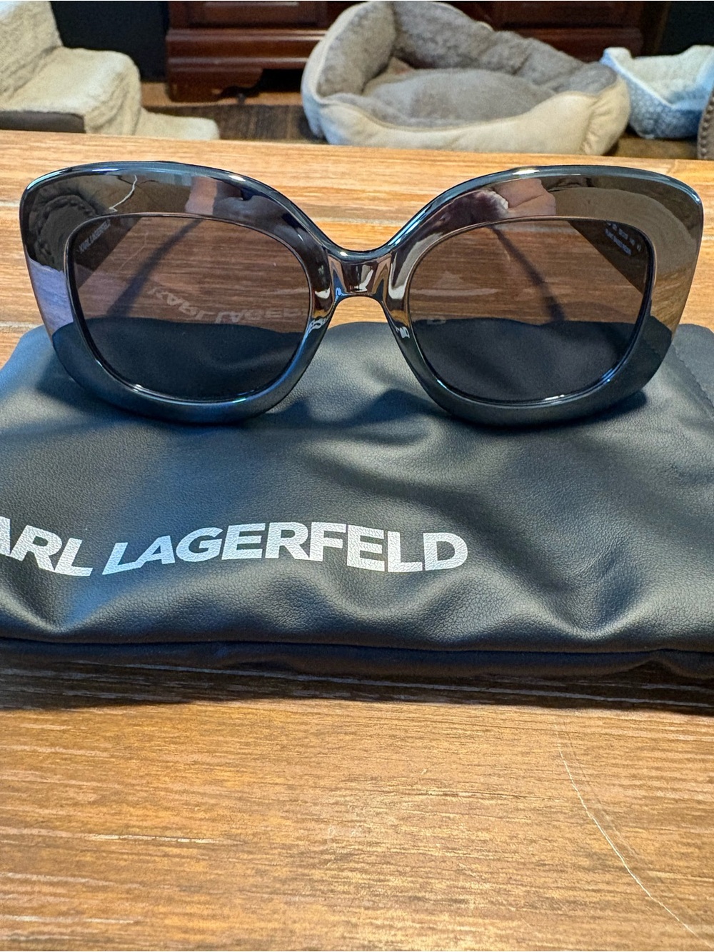 Karl Lagerfeld Women's Oversized Gray Black Gradient Sunglasses